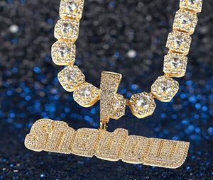 Benutzerdefinierte Name A-Z Regelmäßige Skript Buchstaben Anhänger Halskette Für Männer Frauen Geschenke Zirkonia Halskette Hip Hop Schmuck