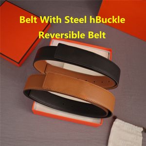 Reversible Belts Designer Belt With Steel HBuckle Belt For Men And Women Cowhide Leather Fashion Waistband Included Bag Box