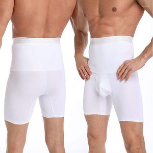 Underbyxor Herrboxer Bod Body Shaper Shorts Hög midja Sömlös buksät 5-poäng Silikon utan halkar underkläder