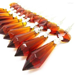 Chandelier Crystal 20pcs/lot Brown Glass Icicle Drop Pendants Hanging Lighting Prisms Parts Height 55mm(2.16")