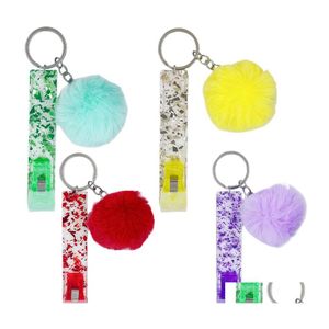 Party Favor Atm Card Pler Key Rings Acrylic Credit Grabber With Rabbit Fur Ball Keychain Drop Delivery Home Garden Festive Supplies E Dhwsp