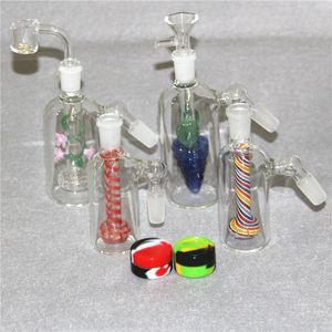 6 Stili 5,5 pollici Bong in vetro Ash Catchers 14mm 18mm Narghilè spesso Pyrex Bubbler Catcher per fumatori 45 Adattatore Ashcatcher da 90 gradi per tubi dell'acqua