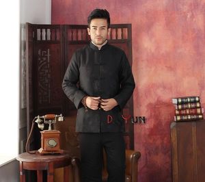 Herrjackor svart tryck vinter tjock manlig polyester överrock kinesisk bomullsskadad jacka traditionell tang kostym s m l xl xxl xxxl