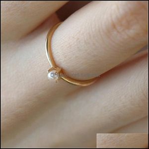 Pierścienie opaski Little Pearl Pierścień Ozdoby Prostota Temperament Light Luksusowy zimny wiatr Akcesoria biżuterii złoto splatane 1 9dw otckx