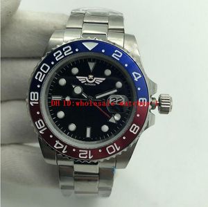 13 Style Classic Men's Watch GMT II 126719 40mm Blue and Red Bezel/Black Dial Automatic Mechanical Movement Montre de Luxe rostfritt stål