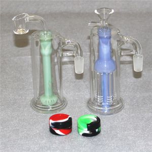 6 Styles Hookah 14mm Glass Ash Catcher Färgglada 5 ml Silikonbehållare Reclaimer Ashcatcher Adapter Male Female For Bong Dab Rig Quartz Banger