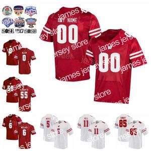 Futebol americano de futebol universitário Futebol da faculdade NCAA College Wisconsin Badgers Football 0 Braelon Allen Jersey 1 Chez mellusi 11 Skyler Bell 55 Maema Njongmeta 85 Cl