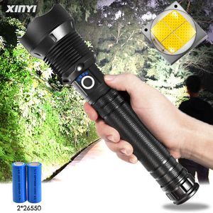 Taschenlampen Taschenlampen 90000 Lumen Stärkste Lampe xhp70.2 LED-Taschenlampe USB Zoom LED-Taschenlampe xhp70 xhp50 18650 oder 26650 Akku für Outdoor-Camping 0109