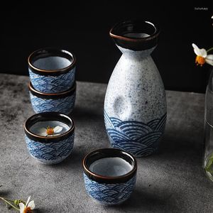 ANTOWALL Flachmann im japanischen Stil Sake-Wein warmes chinesisches Set Home Keramik Tassen Untertassen Untertassen