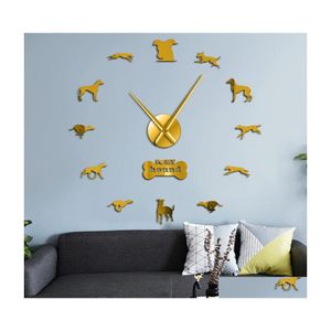 V￤ggklockor Greyhound Adoption Whippet Art Diy NT Clock Home Decor Dog Animal Exclusive Watch Delivery Garden DHB3D