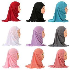 Ethnic Clothing 50cm Muslim Girls Kids Hijab Islamic Scarf Shawls Crystal Soft And Stretch Material Headwrap Hat For 2 To 7 Years Old
