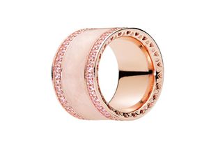 Rose Gold Pink Email Hart Band Ring Women Men 925 Sterling Silver Wedding Sieraden voor Pandora CZ Diamond Engagement Gift Rings W7089332
