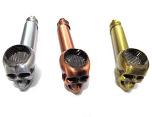 Skull Metal Metal Tuba de zinco Tabaco Acessórios para fumantes Tubos de mão Dixos de ervas Decos de Herba 88m Bronze prateado Três cores com tela de tela filtro Blunt Suporte