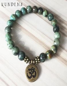 Tennis Men Mala Healing Beads Bracelet Yoga Buddha Om Charm Wrists Lotus Bracelets African Turquoise Stone Bracelet16857142