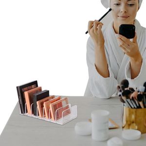 Caixas de armazenamento maquiagem blush cosméticos prateleira de mesa de mesa multi-células Caixa de exibição de 7 compartimentos para a bandeja de sombras para olhos de plástico para os olhos Organizador