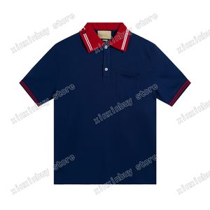 Xinxinbuy męska designerska koszulka t shirt 23ss kołnierz paryż wyszywane litery z krótkim rękawem bawełna kobiety czarny niebieski morelowy XS-L