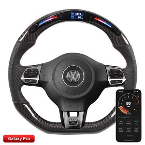 vw mk6カーアクセサリーに互換性のあるカーボンファイバーLEDステアリングホイールフィット