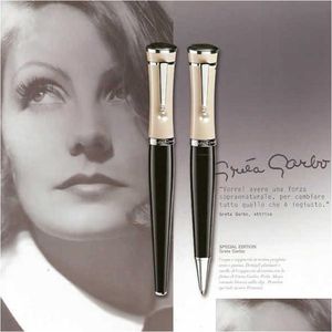 Penne stilografiche Penna Garbo con simpatica clip di perle Cancelleria per ufficio Gel Ink Fashion Design Roller Ball Promozione Gift Drop Delivery Schoo Dhblj