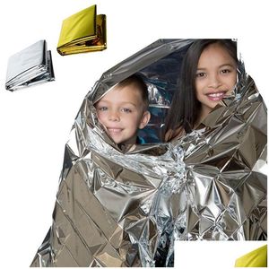Party Favor 210X130Cm Portable Outdoor Lifesaving Blanket Survival Tool Waterproof Emergency Foil Thermal First Aid Rescue Drop Deli Dhq2N