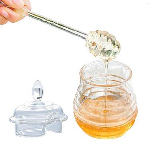 Vorratsflaschen Honigbehälter Bienenstocktopf mit Schöpflöffel und Deckel 8,3 Unzen Glas Sirupspender Home Kitchen