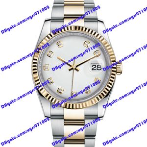 Relógio masculino de alta qualidade 2813 Relógio automático feminino 116233 36mm Dial branco Dial dourado Aço inoxidável Sapphire Sapphire Watwatch 116264 Luxo Diamond Watches