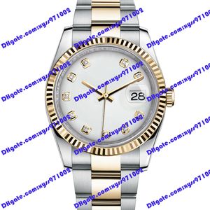 Highquality Erkekler Saat 2813 Otomatik Kadınlar Saat 116233 36mm Beyaz Dial Gold Paslanmaz Çelik Kayış Safir Cam Bilek saati 116264 Lüks Elmas Saatler