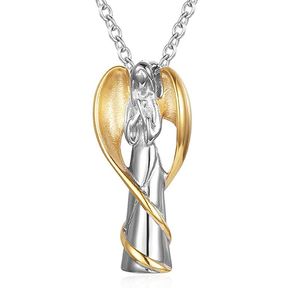 Pendant Necklaces Cremation Urn Necklace For Ashes Angel Wing Keepsake Locket Stainless Steel Jewelry Waterproof Memorial Gifts