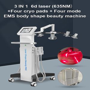 Professionell 6D Lipo Laser Slimming Machine viktminskning Cool Tech Cryolipolysis Lazer Machine Price 4 Kylplattor Skin åtdragning
