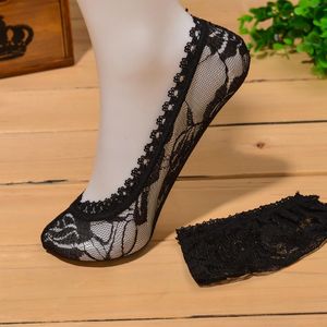 Calzini da donna Calze da ragazza Calzino da donna Pantofole con presa invisibile Bocca bassa Estate Pizzo sottile Caviglia Guarisci colore caramella corto