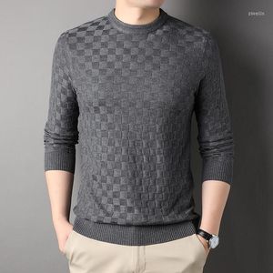 Herrtröjor mode toppklass varumärke stickad pullover vanlig trendig mens 2023 lyxdesigner jumper koreansk pläd tröja casual män kläder