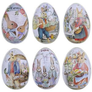 Easter Tinplate w kształcie jajka w kształcie jaja Tin Bunny Rabbit Rabbit Metal Spring Party Favor Paint Packaging Pasek Sm L Rozmiar 0109