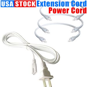 Cabo do cabo de alimentação para o T8 TUBE LED LUZ COM ALTUMAÇÃO DE TUBOS INTEGRADOS DE TUMPOS Integrados de 3 pinos Extensão do conector US Plug 1ft 2ft 3,3ft 4ft 5ft 6ft 6f