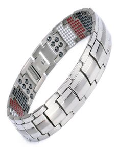 Men039s Health Magnetic Bracelet For Man Silver Plated Pure Titanium Bangle Magnetic Ion Germanium Far Infar Red Bracelets Jewe9942685