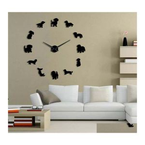 Wall Clocks Diy Dachshund Art Wieog Puppy Dog Pet Frameless Nt Clock With Mirror Effect Sau Large Watch Drop Delivery Home Garden Dec Dhy1M