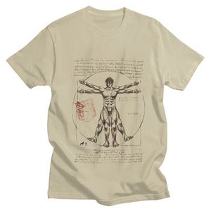 Koszulki Men Attack na Titan Vitruvian reren T Shirt Homme Soft Cotton Tees Anime Manga Shingeki No Kyojin Tshirt krótkie rękawowe THE SHIRT 230109