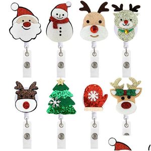 Party Favor Christmas Decoration Badge KeyChain Dractable PL Cartoon ID Badges Holder With Clip Office Supplies Drop Delivery Home DHGPE