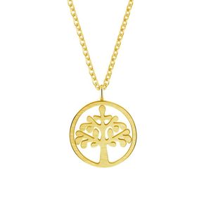 Hänge halsband Dainty Circle Charm Tree of Life Halsband Kvinnor Moderdag Gift Rostfritt stålkedja Natursmycken Bijoux Femme 2023