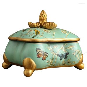 Pudełka do przechowywania ręcznie rzeźbione europejskie pudełko biżuterii w stylu europejskim z gładkimi liniami dekoracyjna dekoracja pomysłowość jakość amerykańskiego stylu