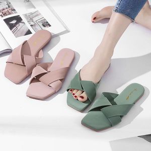 Slippers Women's Comfortable Soft Cross Belt Flat Sandals Women Wear Outside Casual Street Fashion Shoes