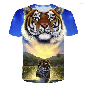 Herrar t shirts 2023 Summer Mens T-shirt anime vuxna kläder 3d tiger tryck kort ärm hip-hop personlighet casual tshirts tops