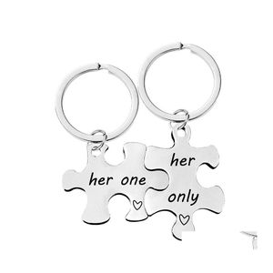 Party bevorzugt 18 Stile Edelstahl Puzzle Paar Anh￤nger Metallschl￼sselkettenschmuck Valentinstag Geschenkliebhaber Schl￼sselanh￤nger Drop liefern Dhaif