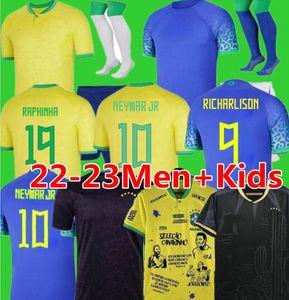 22 23 ANTONY CASEMIRO JESUS BrAZiLs camisas de futebol RICHARLISON Camiseta RAPHINHA PAQUETA VINI JR RODRYGO Brasil maillots camisa de futebol 2022 masculino feminino uniforme infantil