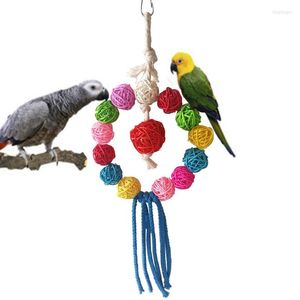 その他の鳥の供給マルチカラーチューインおもちゃインタラクティブレタンボールスイングオウムハンギングホームトレーニング装飾リングケージ