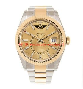 11 Style Classic Herrenuhr Sky 326933 42 mm Champagner-Zifferblatt automatische mechanische Uhren zweifarbige goldene leuchtende Armbanduhren
