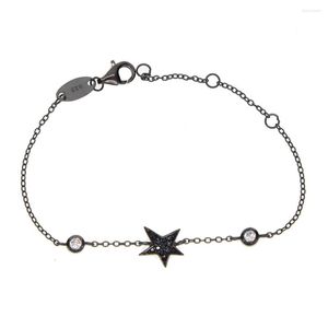 Collana Orecchini Set Oro Rosa Colore nero Ragazza Donna Regola catena Yong Ladies 925 Sterling Silver Dainty Cz Star Connector Bracciale