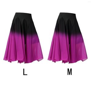 Scene Wear Womens Ballroom Dance Kjol Black Purple Gradient Belly Dancing Dress Holiday Fancy Long Wedding Full Latin