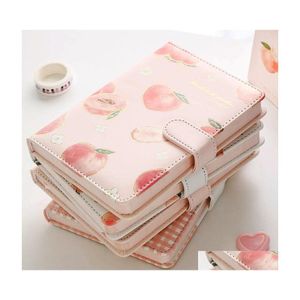 Notepads Cute Pu Leather Peaches Schede Notebooks Diary Weekly Planner Notebook School Office Supplies Kawaii Stationery Drop Delive Dh043