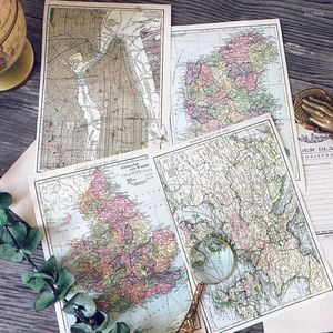 Wrap Gift ZFParty Map Vintage Retro Card para Scrapbooking Happy Planner/ DIY Crafts/ Making Decoration