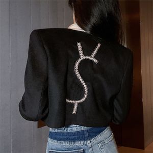 ラインストーンレターベルベットコート女性のためのジャケット