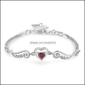 Chain Heart Armband Zircon Stone Angel Hollow Wings Armband Fashion Jewelry Purple White Classic Romantic Summer Party Lovers Gif DH5P2